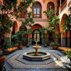 FLUX Pro 1.1 — A traditional riad courtyard with intricate zellig