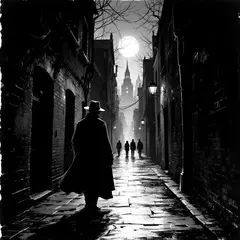 FLUX Pro 1.1 — A noir detective in a foggy alley, graphic novel s