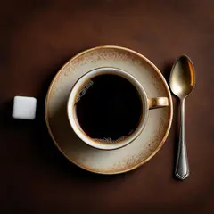 FLUX Pro 1.1 — A cup of coffee on a saucer, with a spoon to the r