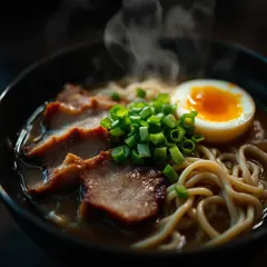FLUX Pro 1.1 — A steaming bowl of ramen with chashu pork, soft-bo