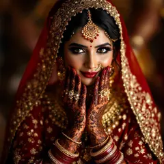 FLUX Pro 1.1 — An Indian bride in traditional red and gold leheng