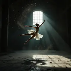 FLUX Pro 1.1 — A ballet dancer mid-leap in an abandoned warehouse