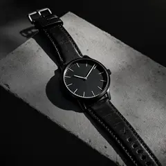 FLUX Pro 1.1 — A minimalist wristwatch with a black leather strap