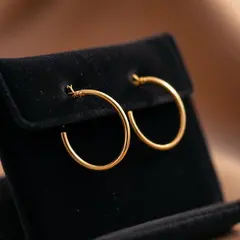 FLUX Pro 1.1 — A pair of gold hoop earrings on a velvet jewelry d