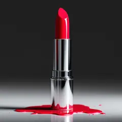 FLUX Pro 1.1 — A tube of red lipstick standing upright, melting s