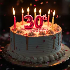 FLUX Pro 1.1 — A birthday cake with HAPPY 30TH BIRTHDAY SARAH wri