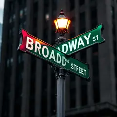 FLUX Pro 1.1 — A street sign at the intersection of BROADWAY and 