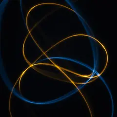 FLUX.1 [schnell] — Intertwining ribbons of light in blue and gold aga