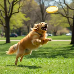 FLUX.1 [schnell] — A golden retriever catching a frisbee in mid-air a