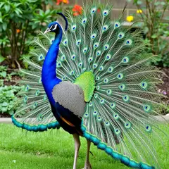 FLUX.1 [schnell] — A peacock displaying its full tail feathers, vibra