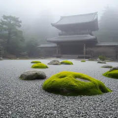 FLUX.1 [schnell] — A Japanese zen garden with raked gravel, moss-cove