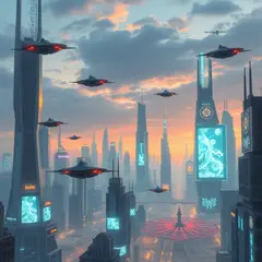 FLUX.1 [schnell] — A futuristic city skyline with flying vehicles, sl