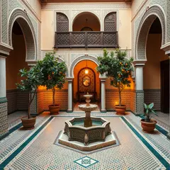 FLUX.1 [schnell] — A traditional riad courtyard with intricate zellig