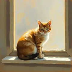 FLUX.1 [schnell] — A cat sitting on a windowsill, impressionist oil p