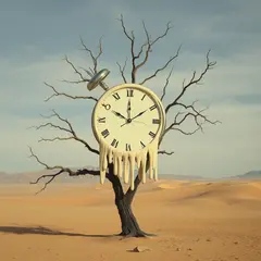 FLUX.1 [schnell] — A surreal melting clock draped over a barren tree 