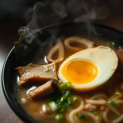 FLUX.1 [schnell] — A steaming bowl of ramen with chashu pork, soft-bo