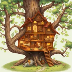 FLUX.1 [schnell] — A detailed cross-section of a fantasy treehouse sh