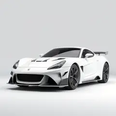 FLUX.1 [schnell] — A clay render of a sports car, white material, stu