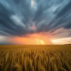 FLUX.1 [schnell] — A vast wheat field under a dramatic thunderstorm s