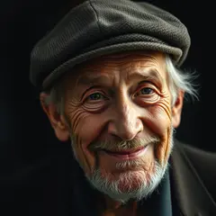 FLUX.1 [schnell] — An elderly man with a weathered face and kind smil