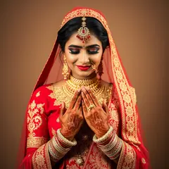 FLUX.1 [schnell] — An Indian bride in traditional red and gold leheng