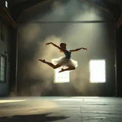 FLUX.1 [schnell] — A ballet dancer mid-leap in an abandoned warehouse