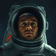 FLUX.1 [schnell] — An astronaut without a helmet, face lit by Earth g