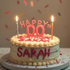 FLUX.1 [schnell] — A birthday cake with HAPPY 30TH BIRTHDAY SARAH wri