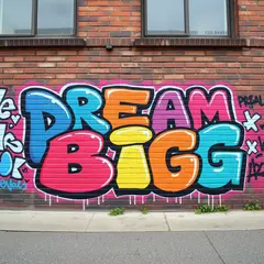 FLUX.1 [schnell] — A graffiti mural on a brick wall spelling DREAM BI