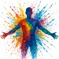 GPT Image 1 Mini — An explosion of colorful paint splashes forming a 