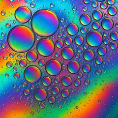 GPT Image 1 Mini — A macro photograph of oil droplets on water, iride