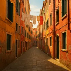GPT Image 1 Mini — A narrow cobblestone alley in Venice with colorful