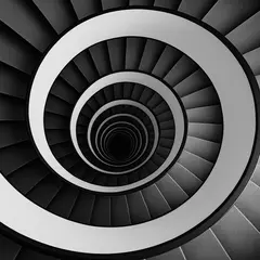 GPT Image 1 Mini — A spiral staircase viewed from directly above, geo