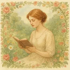 GPT Image 1 Mini — A woman reading a book in a garden, watercolor pai