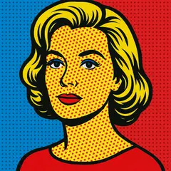 GPT Image 1 Mini — A portrait in the style of pop art, bold primary c