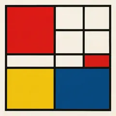 GPT Image 1 Mini — A geometric abstract composition with red, blue, a