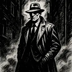 GPT Image 1 Mini — A noir detective in a foggy alley, graphic novel s