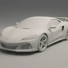 GPT Image 1 Mini — A clay render of a sports car, white material, stu