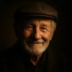 GPT Image 1 Mini — An elderly man with a weathered face and kind smil