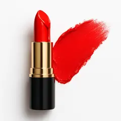 GPT Image 1 Mini — A tube of red lipstick standing upright, melting s