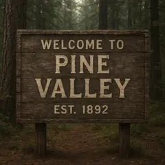 GPT Image 1 Mini — A weathered wooden sign reading WELCOME TO PINE VA