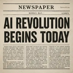 GPT Image 1 Mini — A newspaper headline reading AI REVOLUTION BEGINS 