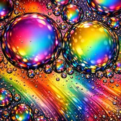 GPT Image 1.5 — A macro photograph of oil droplets on water, iride