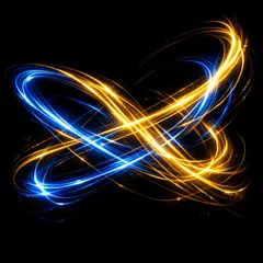 GPT Image 1.5 — Intertwining ribbons of light in blue and gold aga