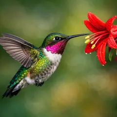 GPT Image 1.5 — A hummingbird hovering next to a bright red flower