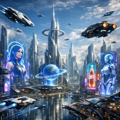 GPT Image 1.5 — A futuristic city skyline with flying vehicles, sl