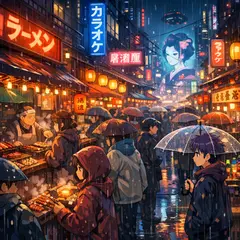 GPT Image 1.5 — A cyberpunk street market in Tokyo, anime style, n