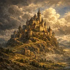 GPT Image 1.5 — A medieval castle on a hilltop, fantasy art style,