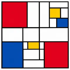 GPT Image 1.5 — A geometric abstract composition with red, blue, a