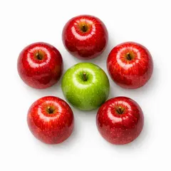 GPT Image 1.5 — Five red apples arranged in a circle on a white ta